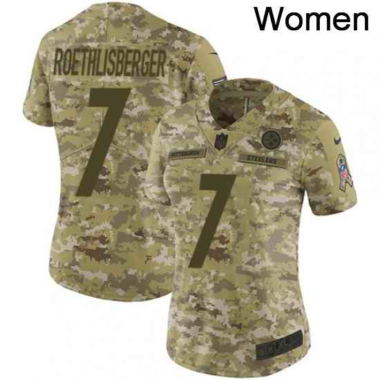 Womens Nike Pittsburgh Steelers 7 Ben Roethlisberger Limited Camo 2018 Salute to Service NFL Jersey